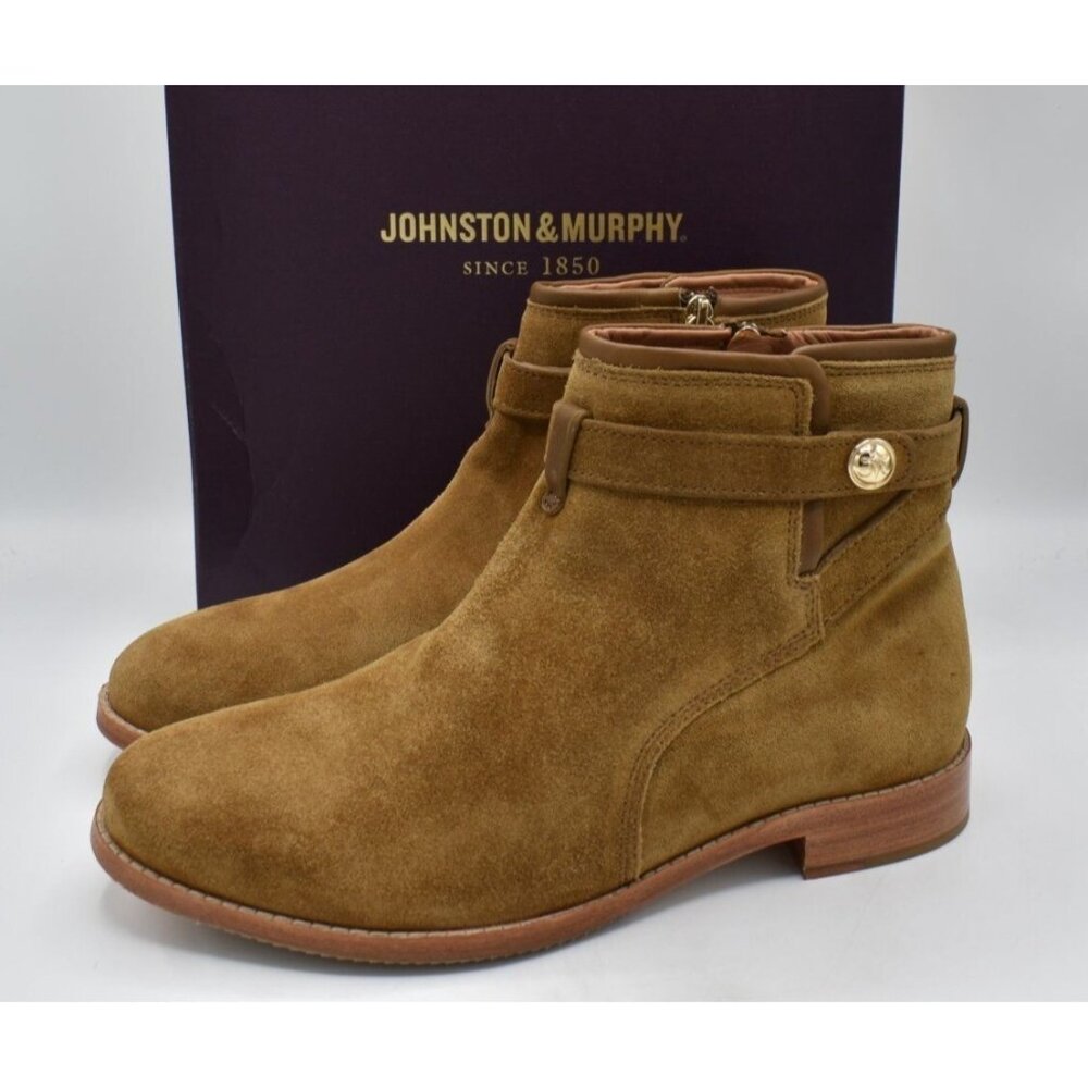 Johnston & Murphy Womens Size 8.5 Darby Chestnut Suede Booties Boots‎ Shoes
